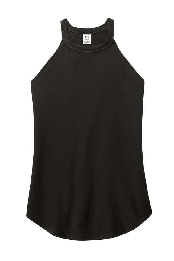 Womens Rocker Halter Tank Top - Black - X-Small