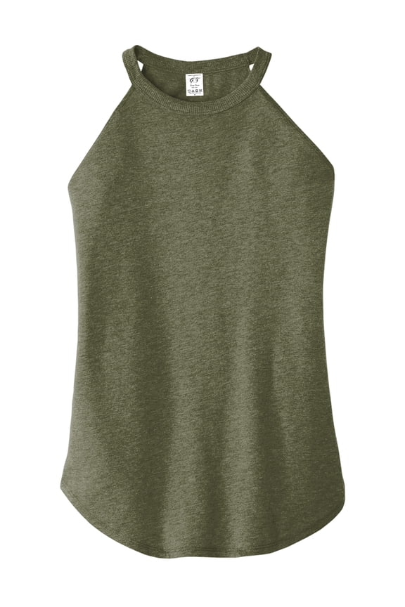 Womens Rocker Halter Tank Top - Military Green Frost - Medium