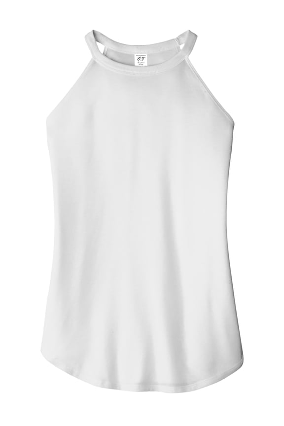 Womens Rocker Halter Tank Top - White - Medium