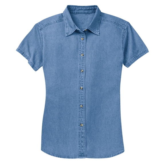 Gravity Threads Womens Short-Sleeve Value Denim Shirt - Faded Blue - Medium