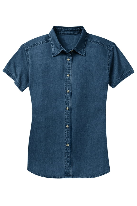 Womens Short-Sleeve Value Denim Shirt - Ink Blue - Medium