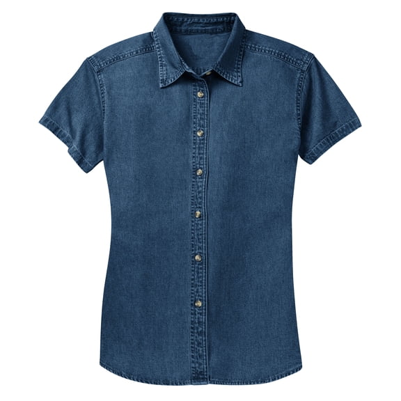 Gravity Threads Womens Short-Sleeve Value Denim Shirt - Ink Blue - X-Large