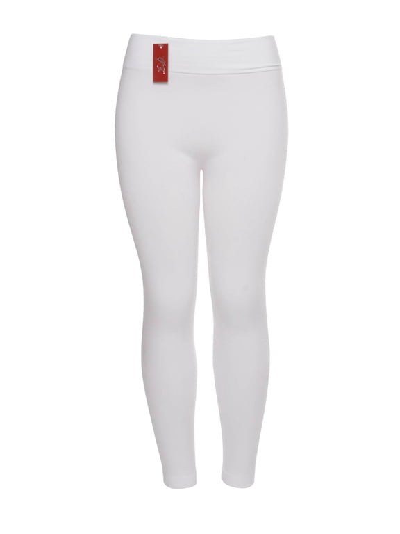 Womens Workout Leggings- Ladies Soft Stretch Nylon Yoga Pants, White