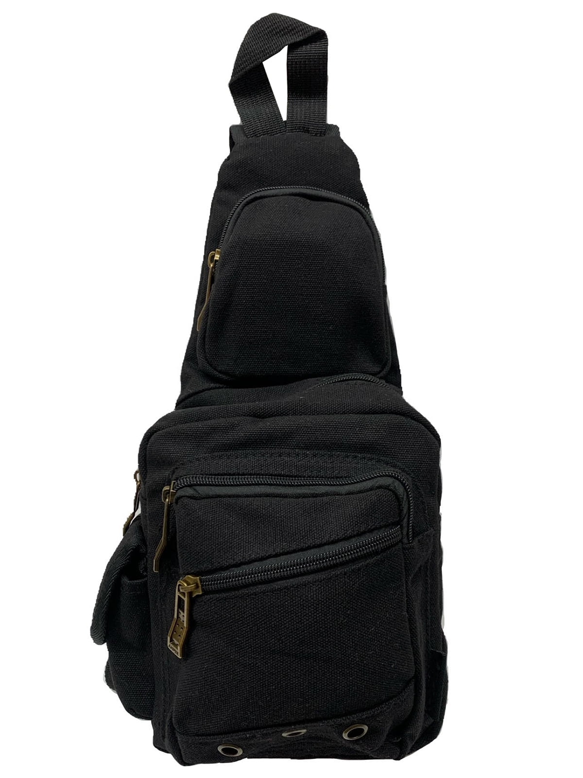 Gravity Trading Front Zipper Crossbody Adjustable Sling Bag - Black
