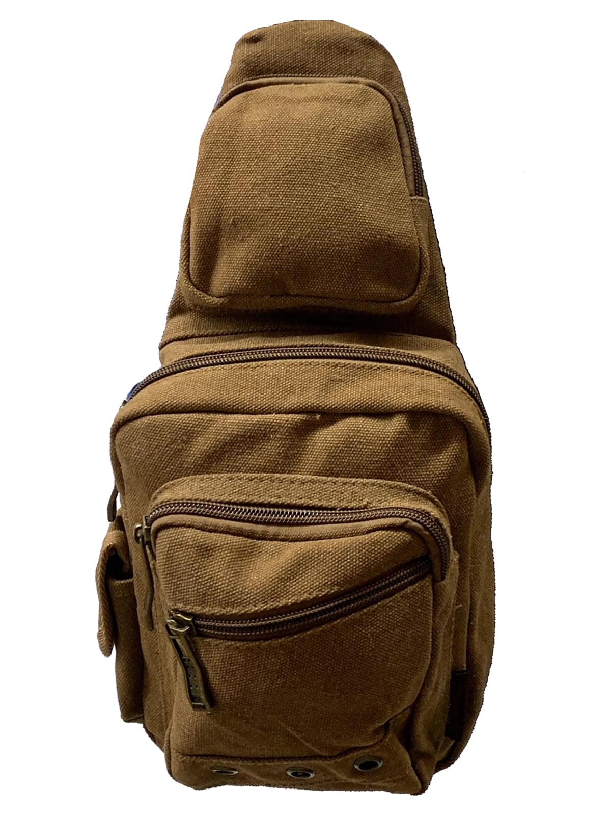 Gravity Trading Front Zipper Crossbody Adjustable Sling Bag - Brown