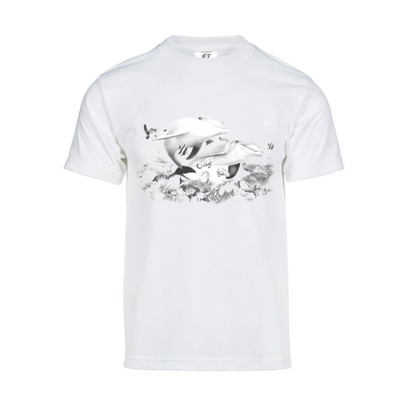 Gravity Trading Mens Aquatic Animals Dolphins Solar Color Changing Short-Sleeve T-Shirt, White Large