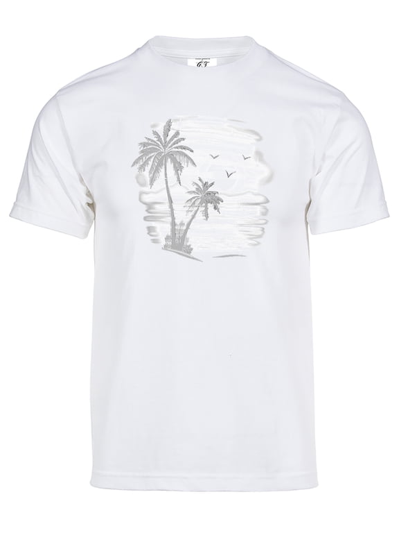 Mens Beach Sunset Solar Magic Changing Short-Sleeve T-Shirt - White - 2X-Large