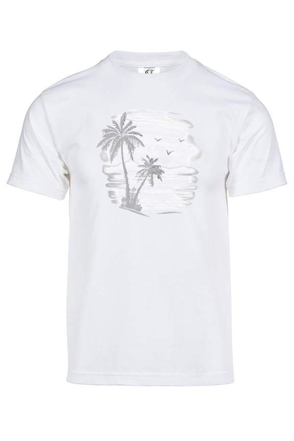 Mens Beach Sunset Solar Magic Changing Short-Sleeve T-Shirt - White - Large