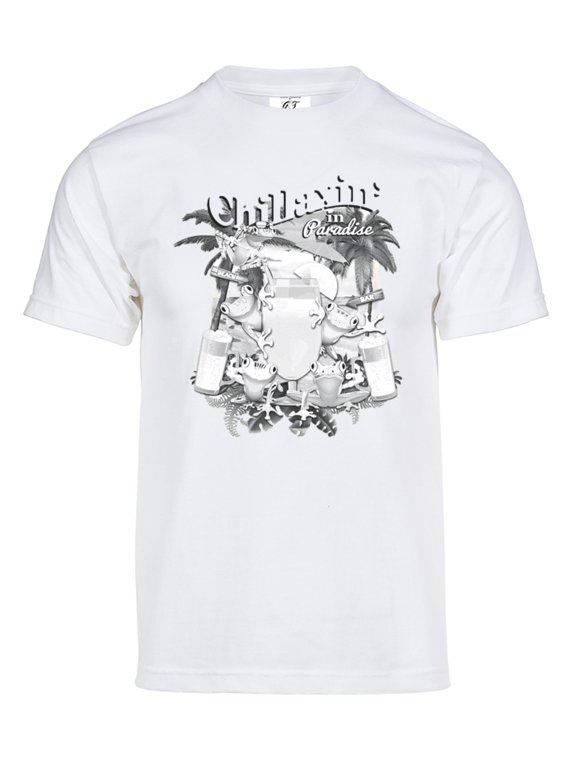 Mens Chillaxin Solar Color Changing Summer Beach Sun Tee, White 3XL