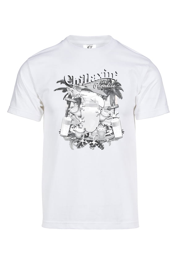 Mens Chillaxin Solar Color Changing Summer Beach Sun Tee, White L