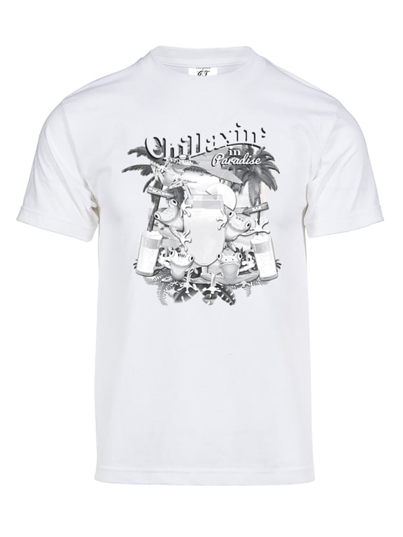 Mens Chillaxin Solar Color Changing Summer Beach Sun Tee, White XL
