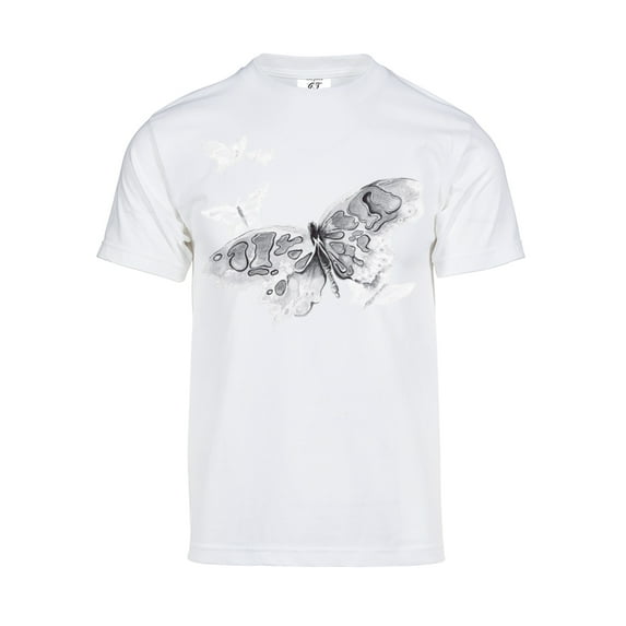 Gravity Trading Mens Colorful Butterfly Solar Color Changing Short-Sleeve T-Shirt, White Medium