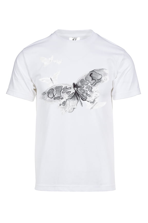 Mens Colorful Butterfly Solar Color Changing Short-Sleeve T-Shirt, White Small