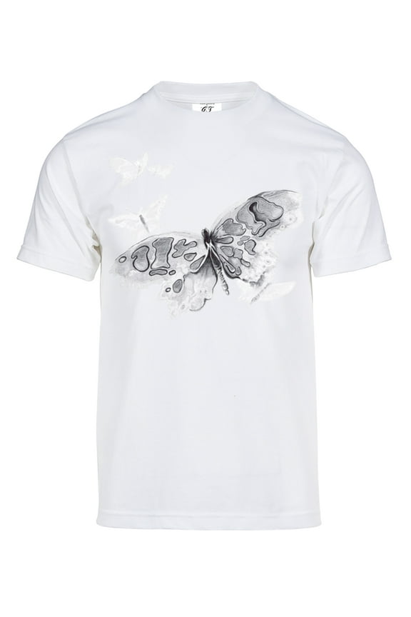 Mens Colorful Butterfly Solar Color Changing Short-Sleeve T-Shirt, White X-Large