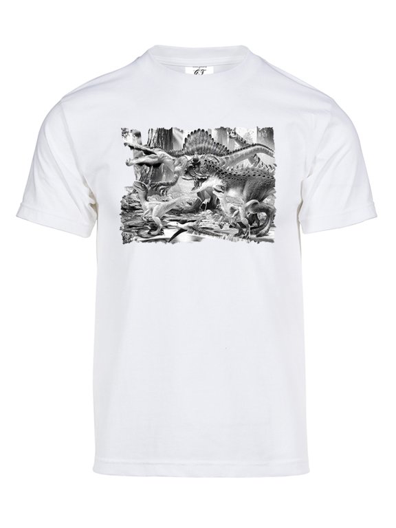 Mens Dinosaur Solar T-Shirt Color Changing Summer Beach Sun Tee, White M