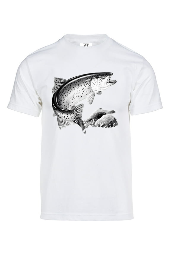 Mens Fishing Rainbow Trout Solar Color Changing Shirt Sun Tee, White S