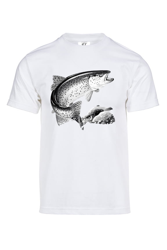 Mens Fishing Rainbow Trout Solar Color Changing Shirt Sun Tee, White XL