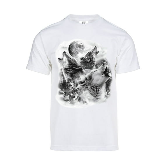 Gravity Trading Mens Howling Wolf Shirt - Solar Color Changing Short-Sleeve T-Shirt, White Medium
