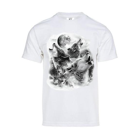 Gravity Trading Mens Howling Wolf Shirt - Solar Color Changing Short-Sleeve T-Shirt, White Medium