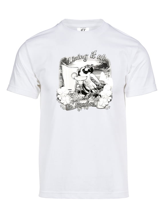 Mens Living It Up Solar T-Shirt Color Changing Summer Beach Sun Tee, White L