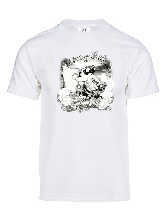 Mens Living It Up Solar T-Shirt Color Changing Summer Beach Sun Tee, White XL