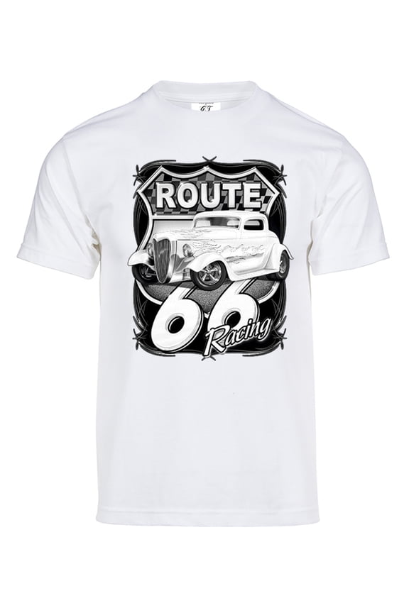 Mens Route 66 Solar Color Changing Shirt Sun Tee, White Medium