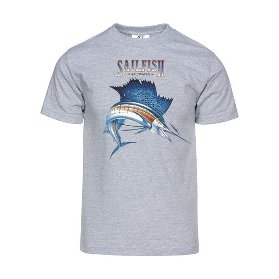 Gravity Trading Mens Sailfish Short-Sleeve T-Shirt - Heather Grey - 3XL