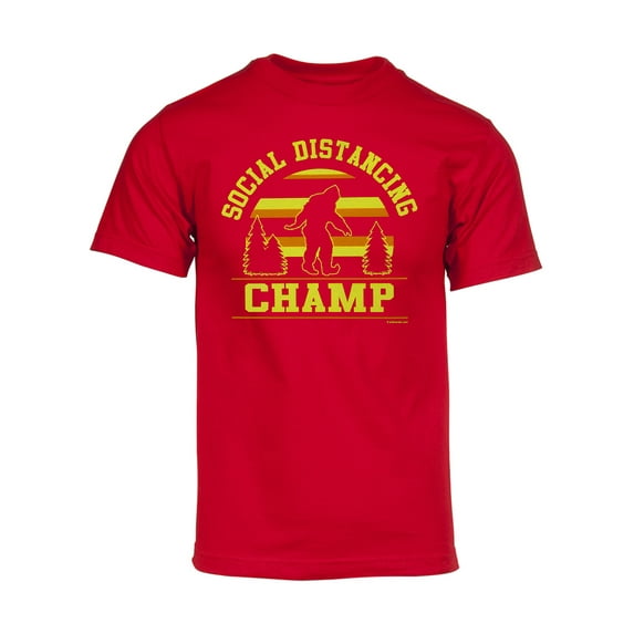 Gravity Trading Mens Social Distancing Champ Bigfoot Short-Sleeve T-Shirt - Red - 3XL