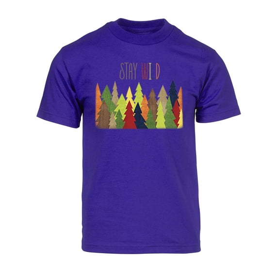 Gravity Trading Mens Stay Wild Forest Short-Sleeve T-Shirt - Purple - Small
