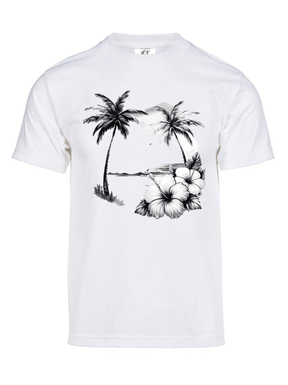 Mens Summer Beach Solar T-Shirt Color Changing Summer Beach Sun Tee, White M