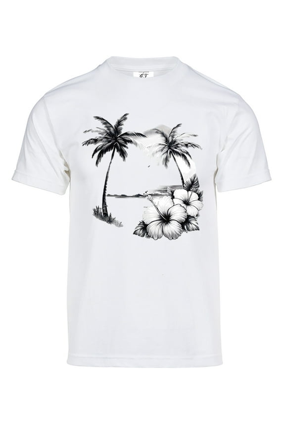 Mens Summer Beach Solar T-Shirt Color Changing Summer Beach Sun Tee, White M