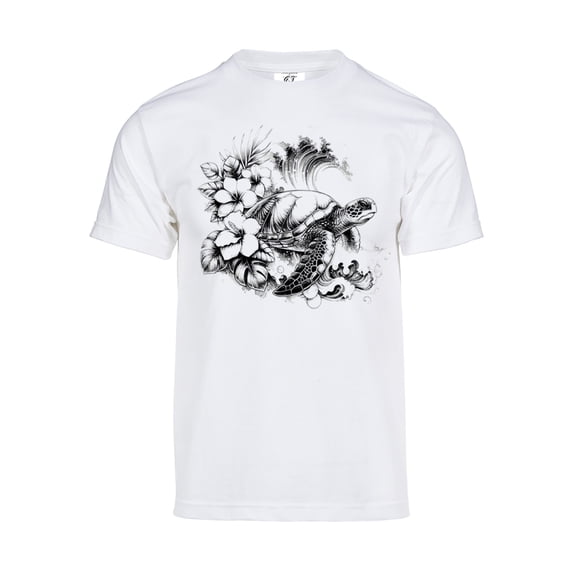 Gravity Trading Mens Turtle Wave Solar T-Shirt Color Changing Summer Beach Sun Tee, White 3XL