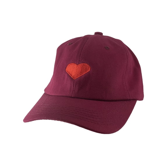 Gravity Trading Red Heart Dad Hat - Embroidery Adjustable Cap - Maroon