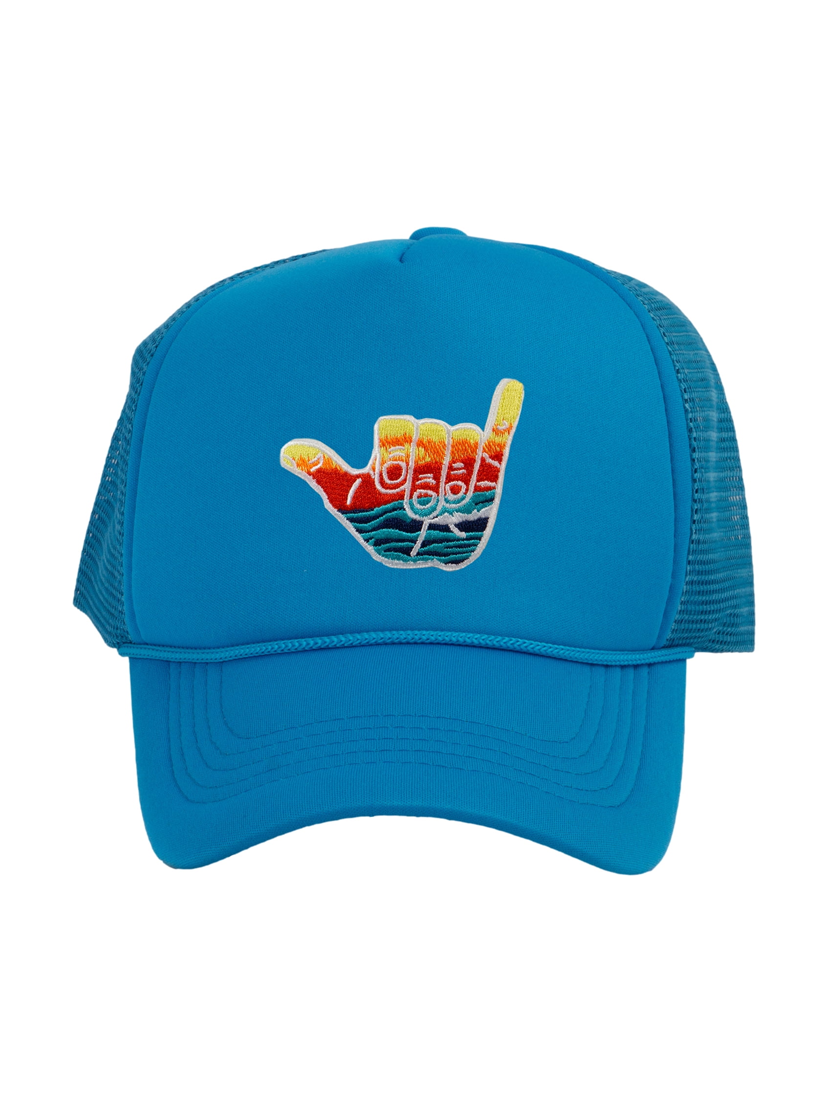 Gravity Threads Cappello Da Camionista Shaka Learn To Surf - Nero, Taglia Unica, Retro In Rete, Ricamo Simbolo Surf - 6