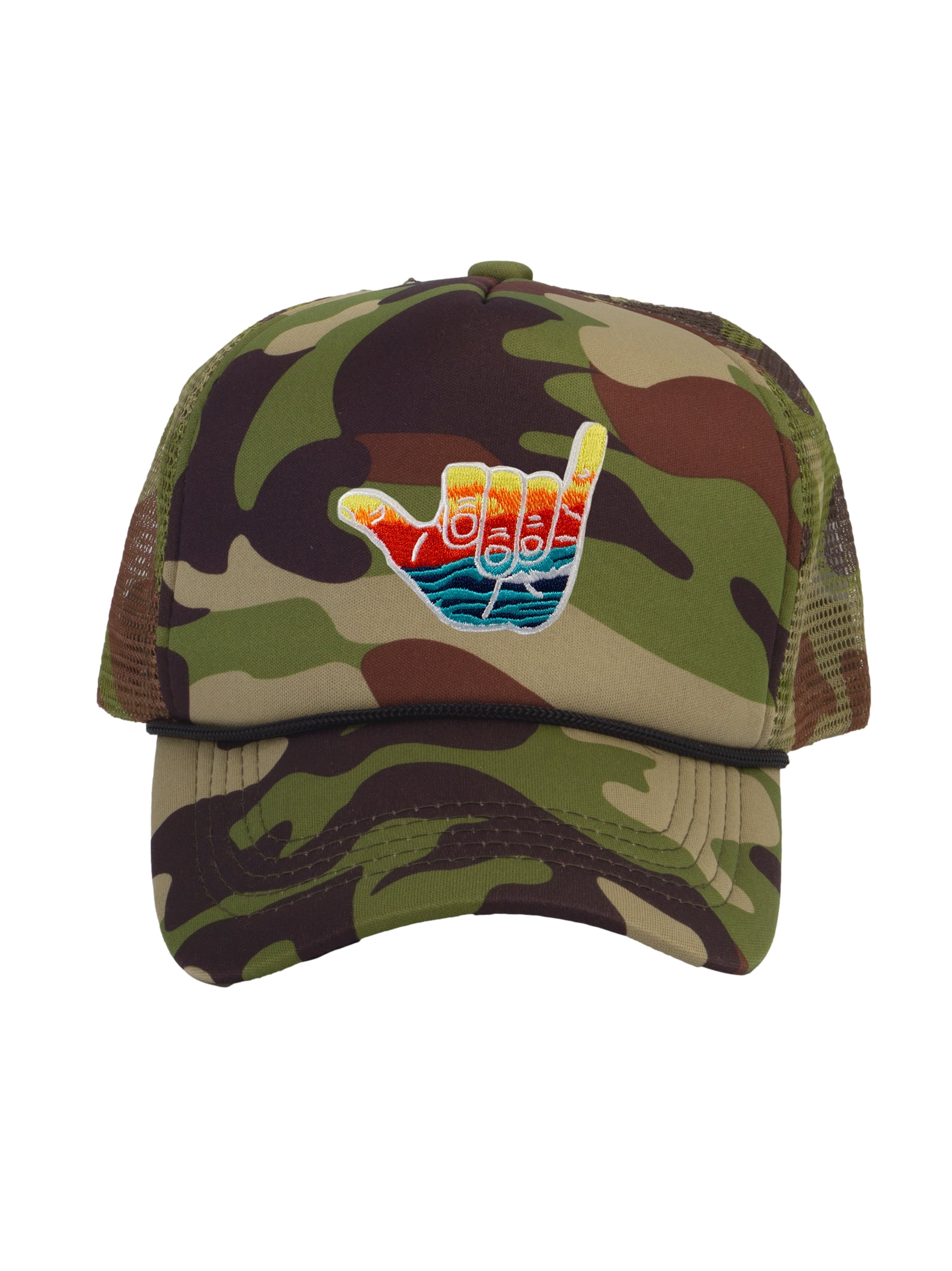 Gravity Trading Shaka Learn to Surf Patch Trucker Hat, Camo
