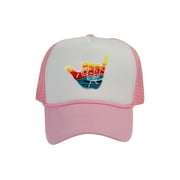 Gravity Trading Shaka Learn to Surf Patch Trucker Hat, White/Light Pink