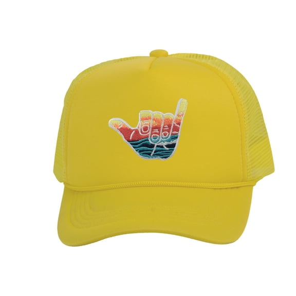 Gravity Trading Shaka Learn to Surf Patch Trucker Hat, Yellow