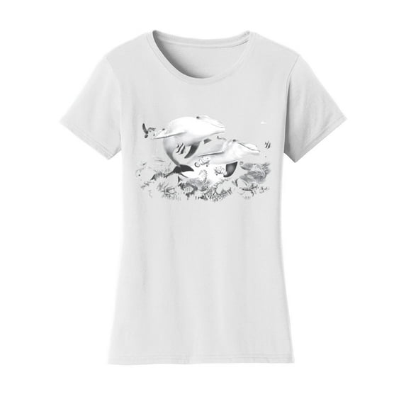 Gravity Trading Womens Aquatic Animals Dolphins Solar Changing Short-Sleeve T-Shirt, White Medium