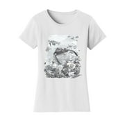 Gravity Trading Womens Aquatic Turtles Solar Changing Short-Sleeve T-Shirt, White 2X-Large
