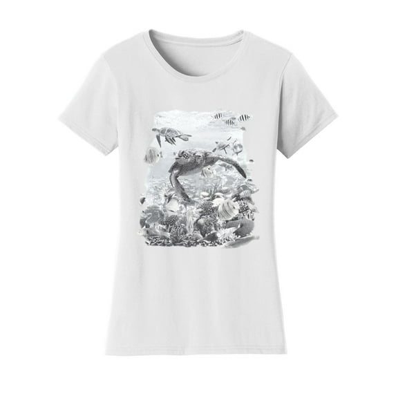 Gravity Trading Womens Aquatic Turtles Solar Changing Short-Sleeve T-Shirt, White Small