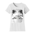 thumbnail image 1 of Gravity Trading Womens Colorful Flamingo Palm Tree Solar Changing Short-Sleeve T-Shirt, White X-Large, 1 of 2