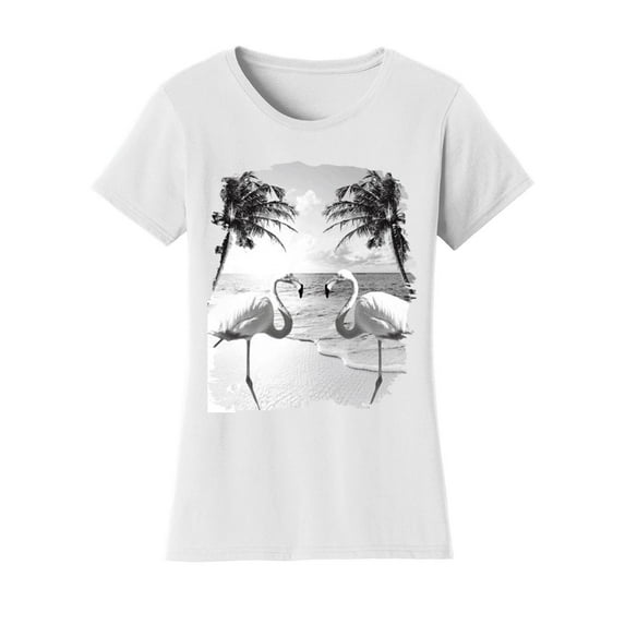 Gravity Trading Womens Colorful Flamingo Palm Tree Solar Changing Short-Sleeve T-Shirt, White X-Large