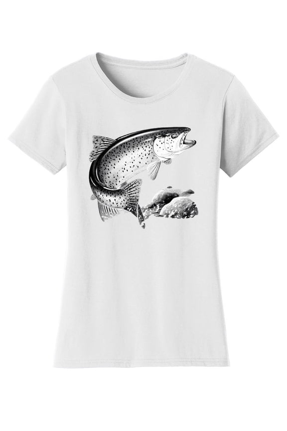Womens Fishing Rainbow Trout Solar Color Changing Shirt Sun Tee, White 3XL