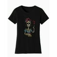 thumbnail image 1 of Gravity Trading Womens Halloween Frida Shirt - Day Of The Dead Sugar Skull Skull T-Shirt, Black 3XL, 1 of 3