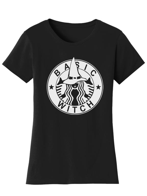 Womens Halloween Shirt - Basic Witch Graphic Tee, Black Medium