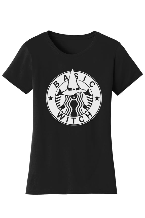 Womens Halloween Shirt - Basic Witch Graphic Tee, Black X-Large