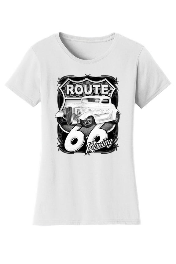 Womens Route 66 Solar Color Changing Shirt Sun Tee, White Large