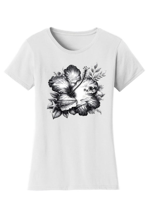 Womens Summer Beach Solar T-Shirt Color Changing Summer Beach Sun Tee, White XL