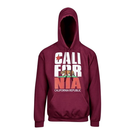 Gravity Trends California Republic Classic Bear Hoodie Sweater, Burgundy XL