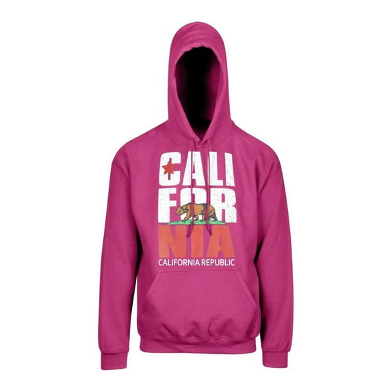 Gravity Trends California Republic Classic Bear Hoodie Sweater, Hot Pink 2XL